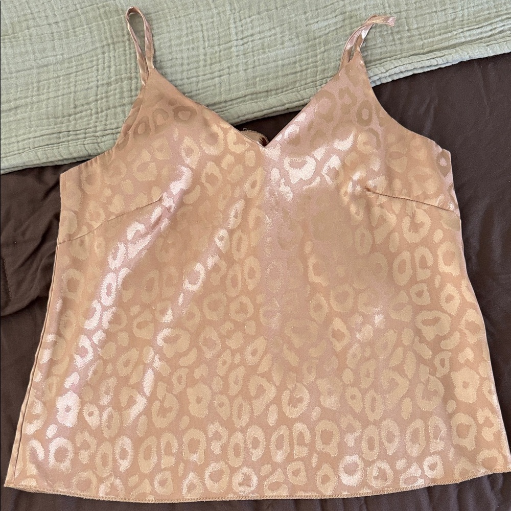Elegant Leopard Print Satin Cami Top